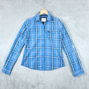Abercrombie & Fitch Womens Plaid Button Down Shirt Size M Blue Pink Long Sleeve